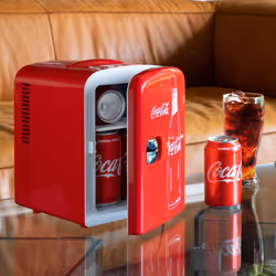 Coke Mini Fridge For Bedrooms 4L Small Fridge 6 Can Table Top Fridge