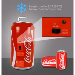Coca Cola Mini Fridge 5.4L Portable Cooler Warmer 8 Can Beverage Drinks Cool Box