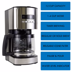 Kenmore Drip Coffee Maker Machine, 1.8L with Timer - KKCM12B