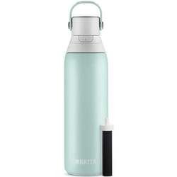 Brita Stainless Steel Premium Filtering Water Bottle  BPA-Free  Reusable  Insulated  Replaces 300 Plastic Water Bottles  Filter Lasts 2 Months or 40 G