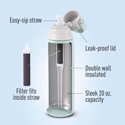 Brita Stainless Steel Premium Filtering Water Bottle  BPA-Free  Reusable  Insulated  Replaces 300 Plastic Water Bottles  Filter Lasts 2 Months or 40 G