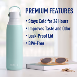Brita Stainless Steel Premium Filtering Water Bottle  BPA-Free  Reusable  Insulated  Replaces 300 Plastic Water Bottles  Filter Lasts 2 Months or 40 G