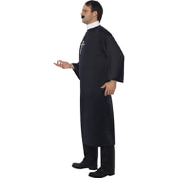 Smiffys Men's Priest Costume with Long Robe and Collar  Black  Large