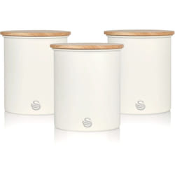 Salton SWKA17513WHTN kitchen storage container Tea+Coffee+Sugar containers set 1.84 L Steel, Wood