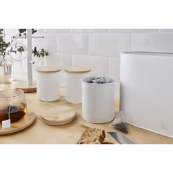Salton SWKA17513WHTN kitchen storage container Tea+Coffee+Sugar containers set 1.84 L Steel, Wood