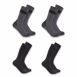 Carhartt Men's Heavyweight Crew Sock 4 Pack  Assorted 1 Black  Large
