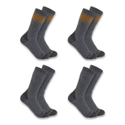 Carhartt Men's Heavyweight Crew Sock 4 Pack  Assorted 2 Grey  Large