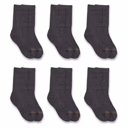 Carhartt Kids' Lightweight Crew Sock 6 Pack Black Large