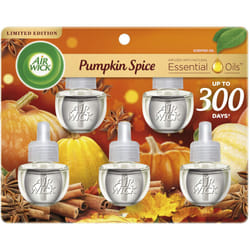 Air Wick Plug in Scented Oil 5 Refills, Pumpkin Spice, Fall Scent, Fall Spray, (5x0.67oz), Essential Oils, Air Freshener