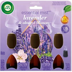 Air Wick Essential Mist Refill 3 ct Lavender and Almond Blossom Essential Oils Diffuser Air Freshener