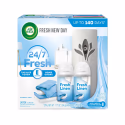Air Wick Automatic Air Freshener Spray Starter Kit (Gadget + Refill) Fresh Linen Air Freshener Essential Oils