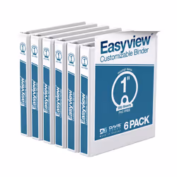 EasyView Premium 1-Inch Binders with Clear-View Covers 3-Ring Binders for School Office or Home Colored Binder Notebooks ...