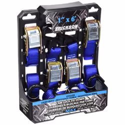 Erickson 35605 Light Duty Cam Lock Tie-Down Strap  4 Pack (1"""""""" x 6'  1200 lb Load Capacity)
