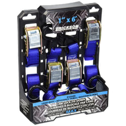 Erickson 35605 Light Duty Cam Lock Tie-Down Strap  4 Pack (1"""""""" x 6'  1200 lb Load Capacity)