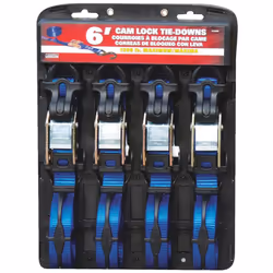 Erickson 35605 Light Duty Cam Lock Tie-Down Strap  4 Pack (1"""""""" x 6'  1200 lb Load Capacity)