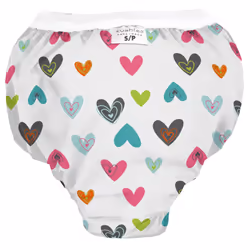 Kushies Baby Waterproof Training Pant (22-29 Pounds)  White Doodle Hearts  Small