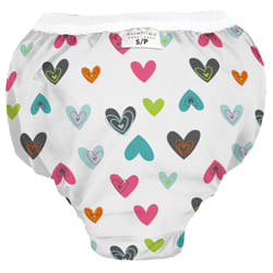 Kushies Baby Waterproof Training Pant (22-29 Pounds)  White Doodle Hearts  Small