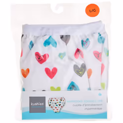 Kushies Baby Waterproof Training Pant (33-38 Pounds)  Doodle Hearts  White  Large