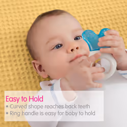 MAM Mini Cooler Teether with Clip  Boy  2+ Months  1-Count  White/Blue