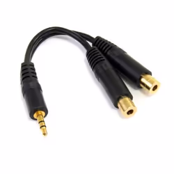StarTech.com 6in Stereo Splitter Cable - 3.5mm Male to 2x 3.5mm Female, 3.5mm, Male, 2 x 3.5mm, Female, 0.15 m, Black