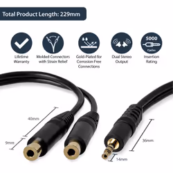 StarTech.com 6in Stereo Splitter Cable - 3.5mm Male to 2x 3.5mm Female - Additional view 6