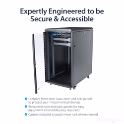 StarTech.com 4-Post 22U Server Rack Cabinet, Lockable 19" Data Rack Cabinet for Computer / AV / IT Equipment, Office / Home Network Rack with Casters & Adjustable Mounting Rails - Additional view 4