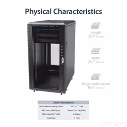 StarTech.com 4-Post 22U Server Rack Cabinet, Lockable 19" Data Rack Cabinet for Computer / AV / IT Equipment, Office / Home Network Rack with Casters & Adjustable Mounting Rails - Additional view 6