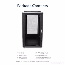 StarTech.com 4-Post 22U Server Rack Cabinet, Lockable 19" Data Rack Cabinet for Computer / AV / IT Equipment, Office / Home Network Rack with Casters & Adjustable Mounting Rails - Additional view 7