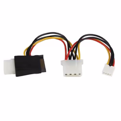 StarTech.com LP4 to SATA Power Cable Adapter with Floppy Power, 0.12 m, SATA 15-pin, SP4 (4-pin) + LP4 (4-pin), Male, Female, ...