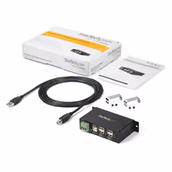 StarTech.com 4-Port USB 2.0 Hub - Metal Industrial USB-A Hub - Din Rail, Wall or Desk Mountable USB Data Hub - TAA Compliant USB Expander Hub - Additional view 8