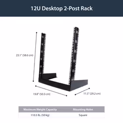 StarTech.com 2-Post 12U Desktop Server Rack, Small Open Frame 19in Computer Rack, Compact Network Rack for AV / Studio / Data / IT Equipment - Free Standing Two-Post Home/Office Rack - Additional view 6