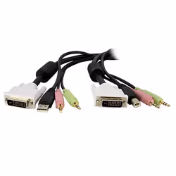 StarTech.com 15ft 4-in-1 USB Dual Link DVI-D KVM Switch Cable w/ Audio & Microphone, 4.57 m, Black, 1x 25 pin DVI-D, 2x 3.5 m ...