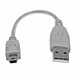 StarTech.com 6in Mini USB 2.0 Cable - A to Mini B, 0.152 m, USB A, Mini-USB B, USB 2.0, Male/Male, Grey