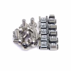 StarTech.com 100 Pkg M6 Mounting Screws and Cage Nuts for Server Rack Cabinet, Screw, Metal, Sheet metal, General utility, M6 ...