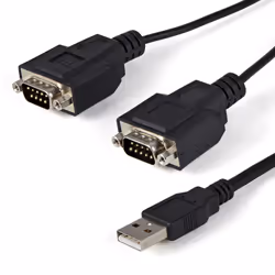 StarTech.com 6ft (1.8m) 2-Port FTDI USB to Serial RS232 Adapter Cable with COM Retention, USB to RS232 Adapter - TAA, Black,  ...