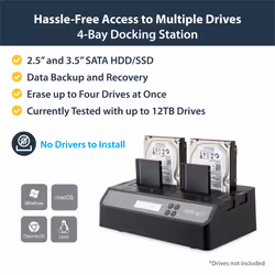 StarTech.com 4 Bay USB 3.0 eSATA to SATA Standalone 1:3 HDD Hard Drive Duplicator Dock - Additional view 7