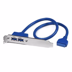 StarTech.com 2 Port USB 3.0 A Female Slot Plate Adapter, IDC, USB 3.2 Gen 1 (3.1 Gen 1), Blue, Stainless steel, 0.5 m, CE, RE ...