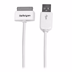 StarTech.com 1m (3 ft) Apple 30-pin Dock Connector to USB Cable for iPhone / iPod / iPad with Stepped Connector, White, USB A ...
