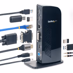 StarTech.com Dual Monitor USB 3.0 Docking Station with HDMI - DVI - 6 x USB Ports~Dual Monitor USB 3.0 Laptop Docking Station with HDMI & DVI/VGA, 6x USB-A Hub, GbE, Audio, Universal Type-A Dock - Windows/macOS/ChromeOS - Additional view 6