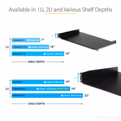 StarTech.com 2U Server Rack Shelf - Universal Rack Mount Cantilever Shelf for 19" Network Equipment Rack & Cabinet - Heavy Duty Steel – Weight Capacity 50lb/23kg - 22" Deep Tray, Black - Additional view 4