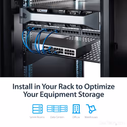 StarTech.com 2U Server Rack Shelf - Universal Vented Rack Mount Cantilever Tray for 19" Network Equipment Rack & Cabinet - Heavy Duty Steel – Weight Capacity 50lb/23kg - 22" Deep Shelf, Black - Additional view 5