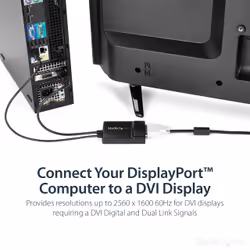 StarTech.com DisplayPort to DVI Dual Link Active Adapter - DisplayPort to DVI-D Adapter Video Converter 2560x1600 60Hz - DP 1.2 to DVI Monitor - USB Powered - Latching DP Connector - Additional view 7