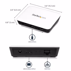 StarTech.com USB 3.0 to Gigabit Ethernet NIC Network Adapter with 3 Port Hub - White - Additional view 6