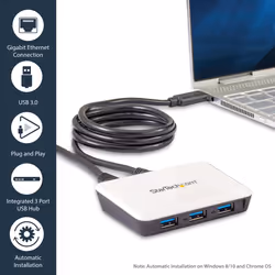 StarTech.com USB 3.0 to Gigabit Ethernet NIC Network Adapter with 3 Port Hub - White - Additional view 7