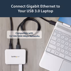 StarTech.com USB 3.0 to Gigabit Ethernet NIC Network Adapter with 3 Port Hub - White - Additional view 8