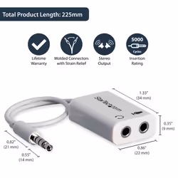 StarTech.com White headset adapter for headsets with separate headphone / microphone plugs - 3.5mm 4 position to 2x 3 position 3.5mm M/F - Additional view 6