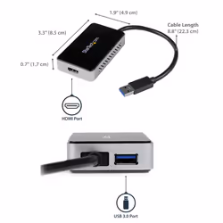 StarTech.com USB 3.0 to HDMI Adapter w/ 1x USB, USB to HDMI Monitor Converter for Windows (no support for macOS/ChromeOS/Linux) - TAA - Additional view 7