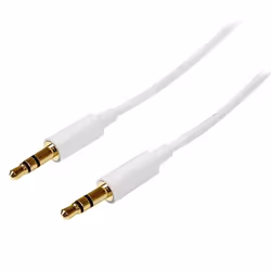 StarTech.com 1m White Slim 3.5mm Stereo Audio Cable - Male to Male, 3.5mm, Male, 3.5mm, Male, 1 m, White