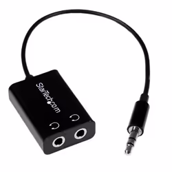 StarTech.com Black Slim Mini Jack Headphone Splitter Cable Adapter - 3.5mm Male to 2x 3.5mm Female, Black, 3.5 mm, 2 x 3.5 mm ...