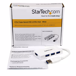StarTech.com Portable 4 Port SuperSpeed Mini USB 3.0 Hub - White~Portable 4 Port SuperSpeed Mini USB 3.0 Hub - 5Gbps - White - Additional view 6